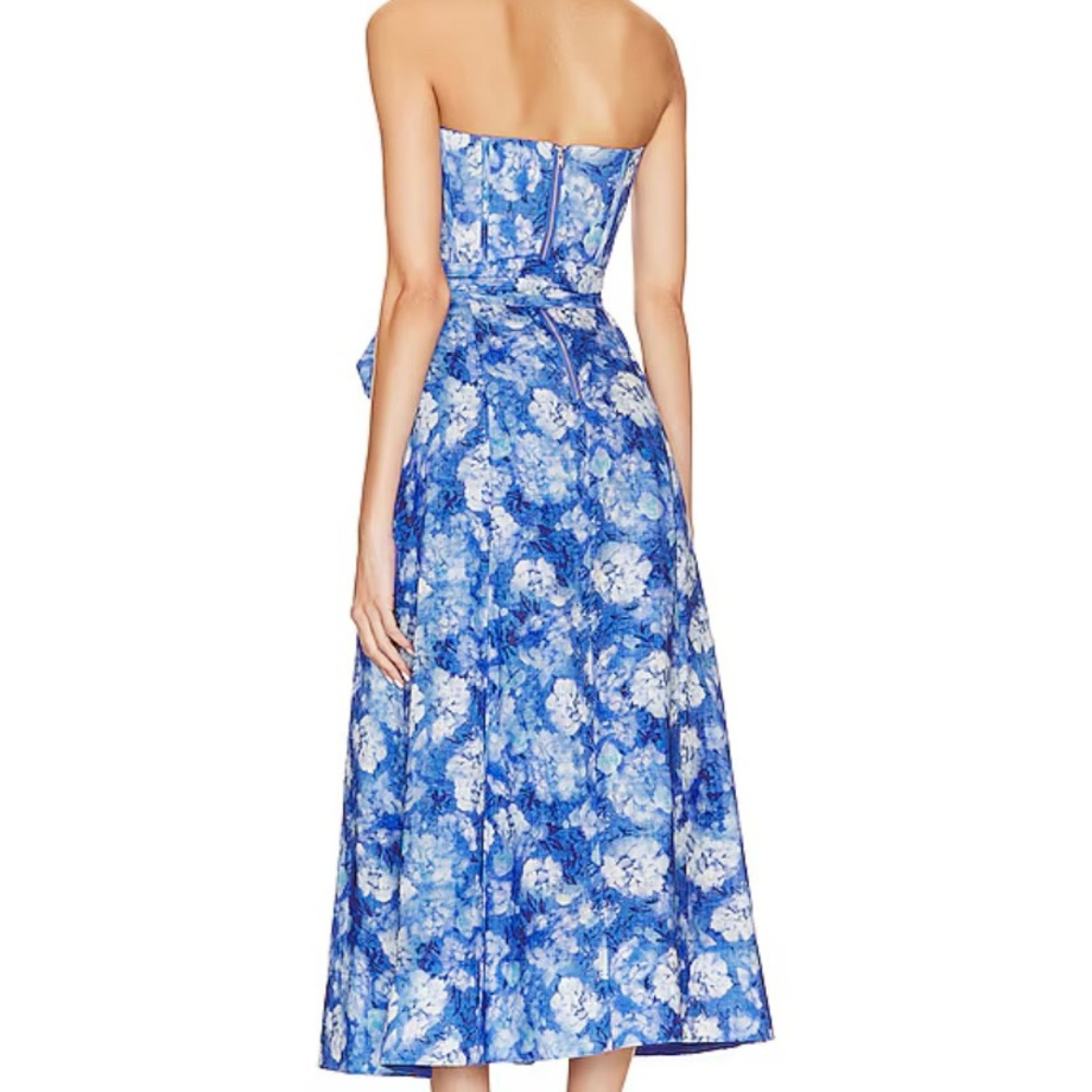 Bardot floral strapless midi dress with pockets